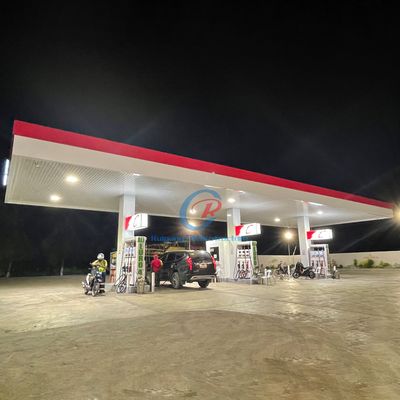 কাস্টমাইজড পেব স্টিল স্ট্রাকচার ফ্যাব্রিকেশন হালকা স্টিল স্ট্রাকচার পেট্রোল স্টেশন