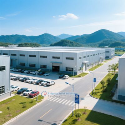 কাস্টম ইস্পাত কাঠামো গুদাম উচ্চ বায়ু প্রতিরোধের 50+ বছর জীবনকাল